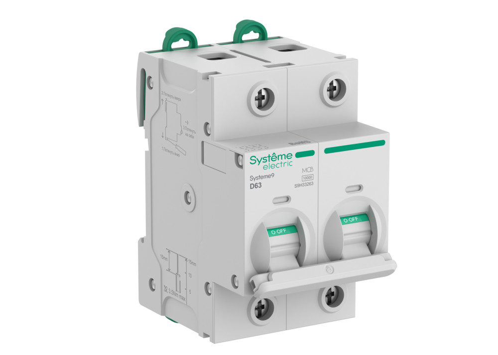 Systeme Electric Systeme9 Автоматический выключатель (АВ) 27мм D 63A 2P 10 kA 400В