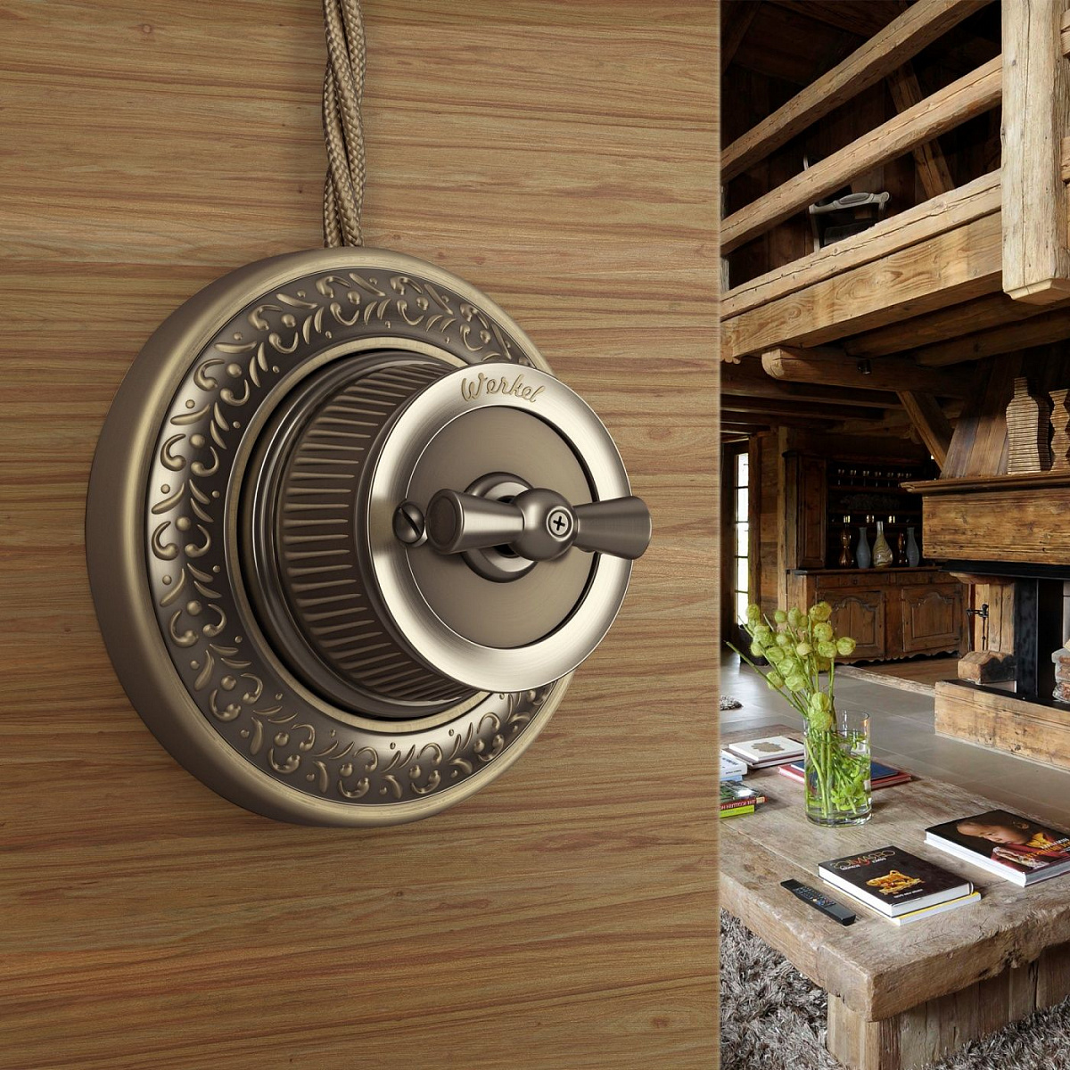 Выключатель на 4 положения двухклавишный матовый хром ретро WL19-01-05