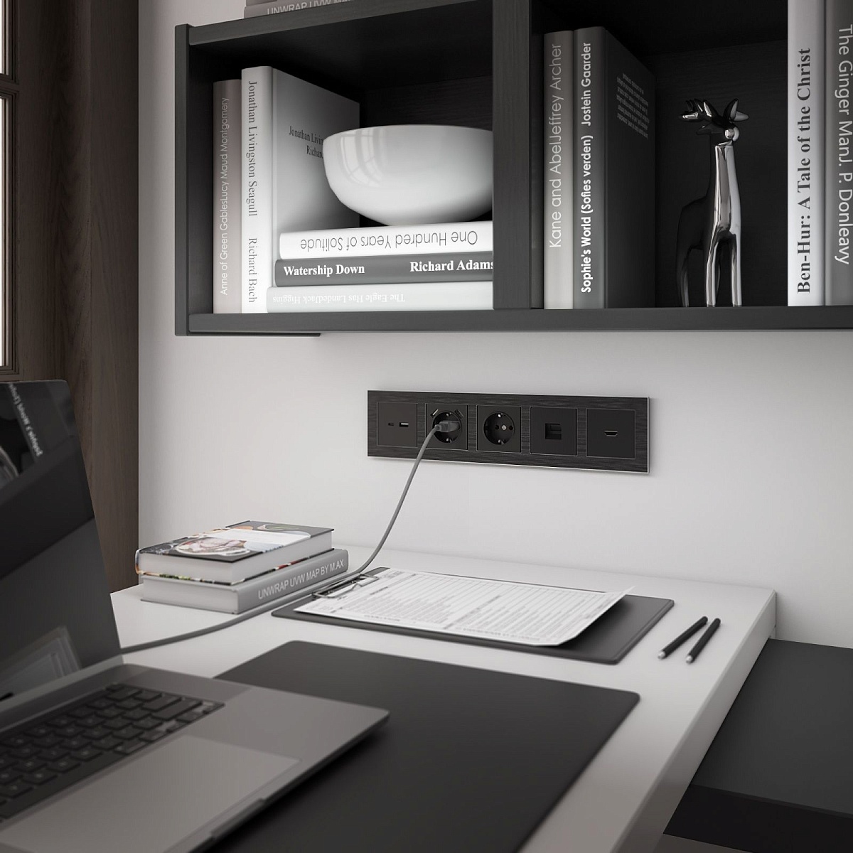 Розетка USB тип A+С (черный матовый) W1171808