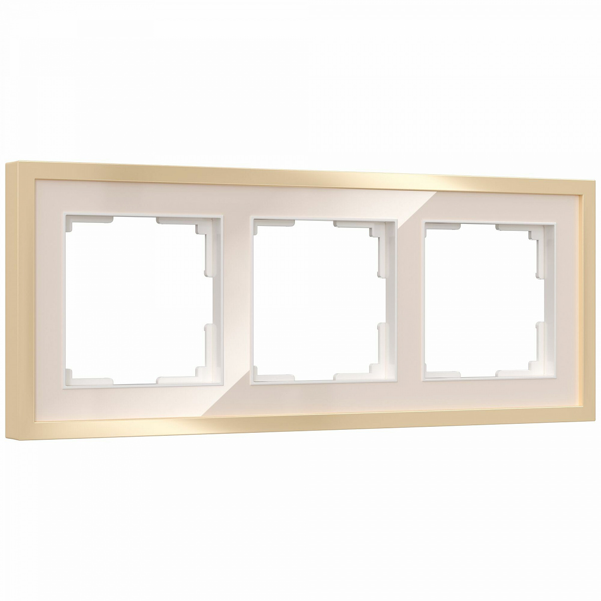 Рамка из металла на 3 поста Baguette айвори/латунь W0032851