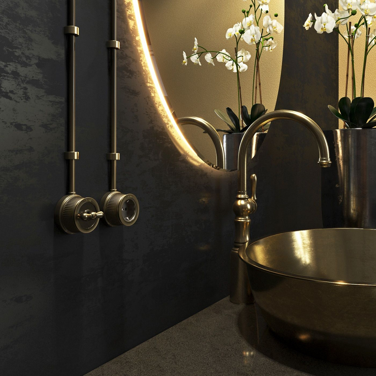 Выключатель на 4 положения двухклавишный матовый хром ретро WL19-01-05